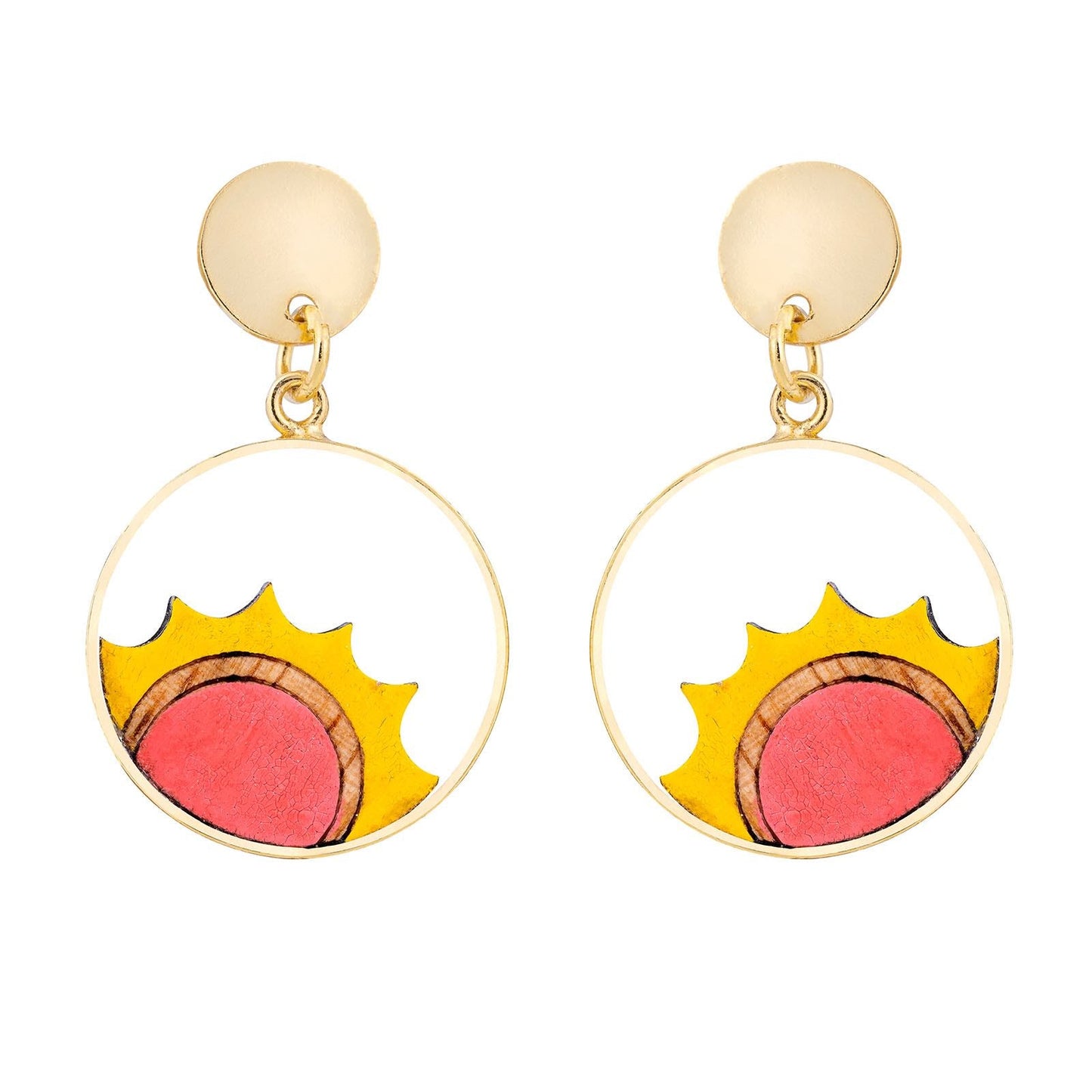Sunshine Eco-friendly Recycled Wood Gold Earrings-0