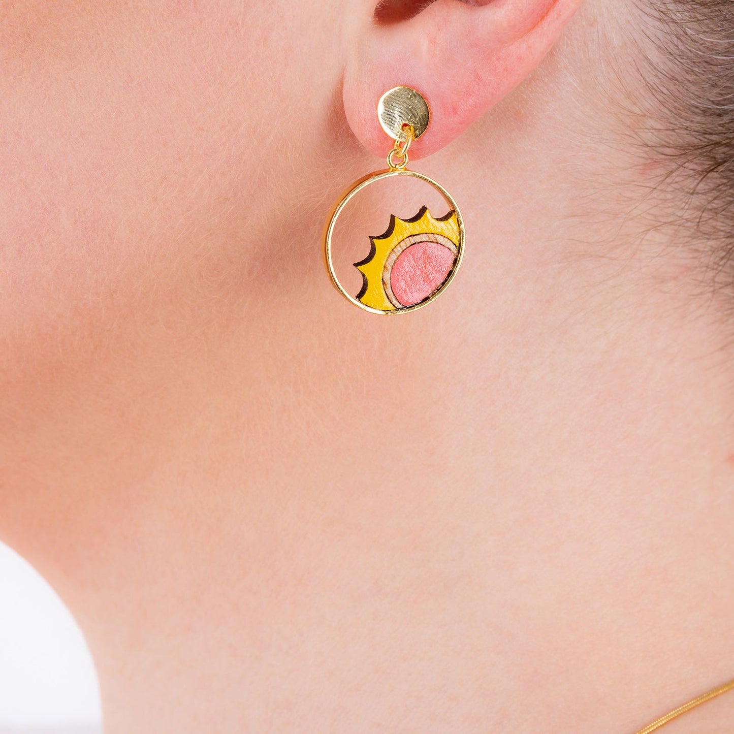 Sunshine Eco-friendly Recycled Wood Gold Earrings-1