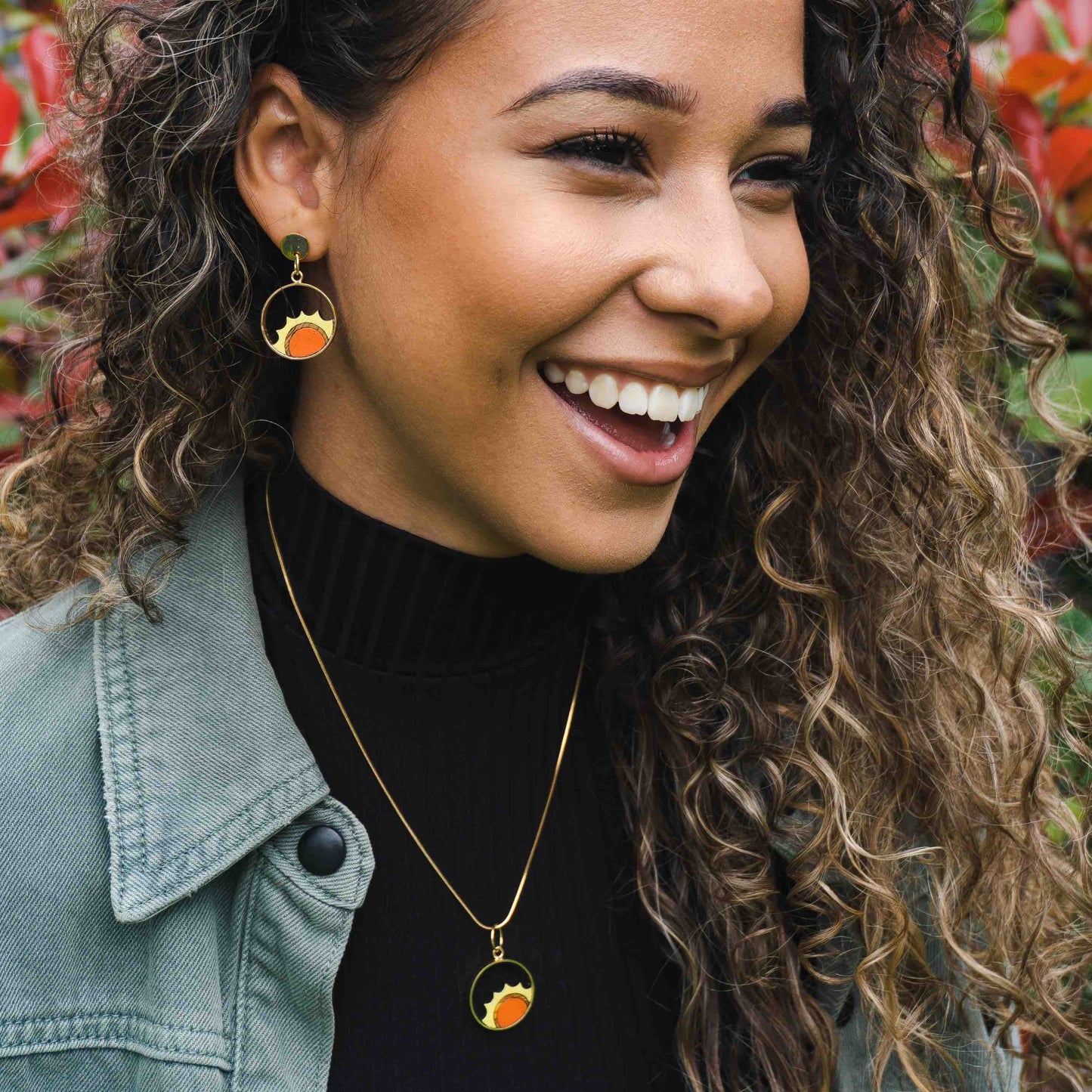 Sunshine Eco-friendly Recycled Wood Gold Earrings-2