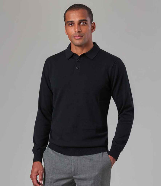 Brook Taverner - Casper Knitted Long Sleeve Polo Shirt-0