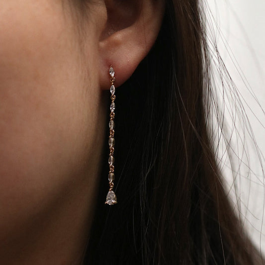Tear drop cubic earrings-0